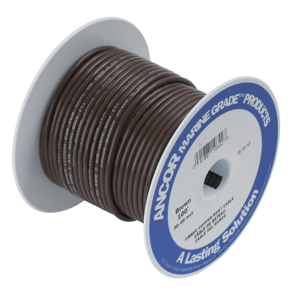 ANCOR MARINE GRADE 100299 Electrical Primary Tinned Copper Boat Wiring (18-Gauge Brown 1000-Feet)