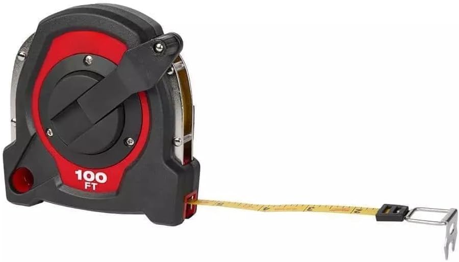 48-22-5101 for Milwaukee 100 'Closed Reel Long Tape Measure Tape Measure, Folding Hook, Metal, Black