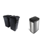 ECOSolution 32 Gallon Wheeled Outdoor Garbage Can with Attached Snap Lock Lid and Heavy-Duty Handles, ECO Green, Heavy-Duty Construction, Perfect Back Yard, Deck, or Garage Trash Can, Pack of 2