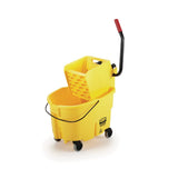 Rubbermaid Commercial Products WaveBrake 35QT Side-Press Mop Bucket, Yellow