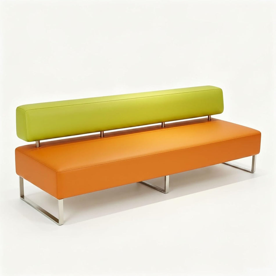 PU Leather Reception Bench Sofa, Modular Waiting Room Seating with Backrest, Commercial Lobby Couch for Hotel Bank Office Salon Training Center Lounge