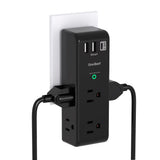 Surge Protector Outlet Extender with Rotating Plug - One Beat 6 AC Multi Plug Outlet with 3 USB Ports (1 USB C), 1800J Wall Charger, 3-Sided Power Strip Spaced Outlet Splitter for Home Office Travel