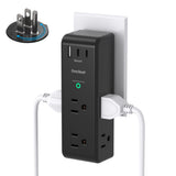Surge Protector Outlet Extender with Rotating Plug - One Beat 6 AC Multi Plug Outlet with 3 USB Ports (1 USB C), 1800J Wall Charger, 3-Sided Power Strip Spaced Outlet Splitter for Home Office Travel