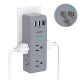 Surge Protector Outlet Extender with Rotating Plug - One Beat 6 AC Multi Plug Outlet with 3 USB Ports (1 USB C), 1800J Wall Charger, 3-Sided Power Strip Spaced Outlet Splitter for Home Office Travel