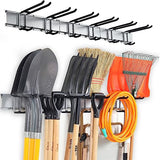 Wall Mount Tool Storage Rack, Heavy Duty Garage Storage Tool Organizer, Garden Tool Wall Hooks and Hangers, Hold Up to 350lbs Black