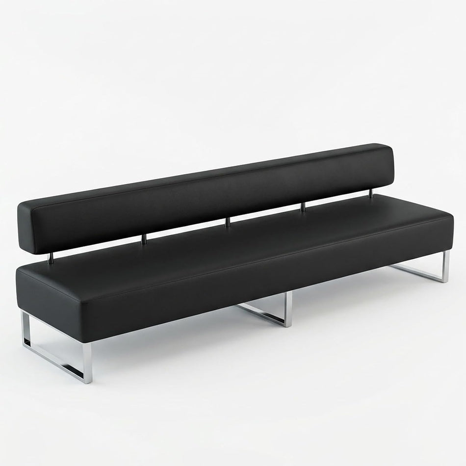 PU Leather Reception Bench Sofa, Modular Waiting Room Seating with Backrest, Commercial Lobby Couch for Hotel Bank Office Salon Training Center Lounge