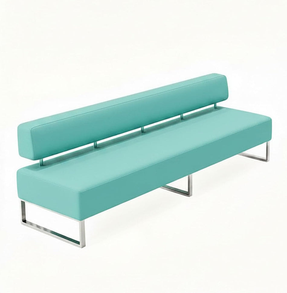 PU Leather Reception Bench Sofa, Modular Waiting Room Seating with Backrest, Commercial Lobby Couch for Hotel Bank Office Salon Training Center Lounge