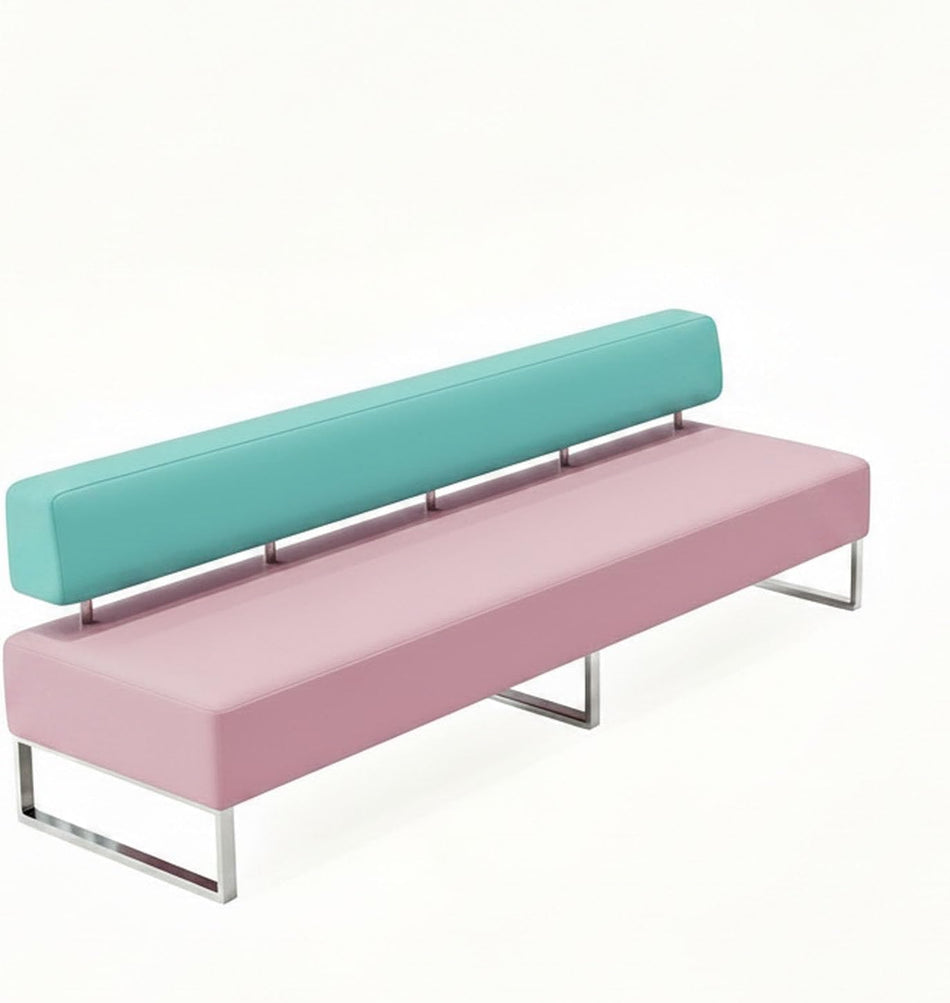 PU Leather Reception Bench Sofa, Modular Waiting Room Seating with Backrest, Commercial Lobby Couch for Hotel Bank Office Salon Training Center Lounge