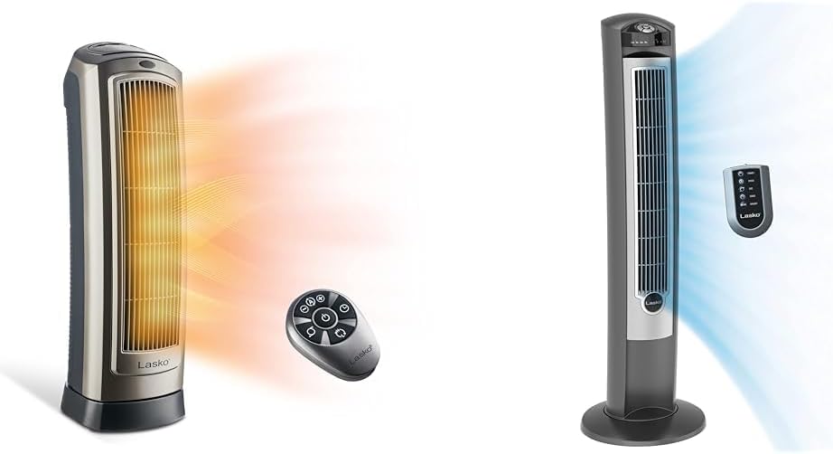 Lasko Tower Space Heater Indoor, Compact Electric Heaters for Indoor Use, Small Space Heater with Remote, Ideal Lasko Space Heaters for Indoor Use, 22.5 Inches, Grey/Black, 1500W, 751320