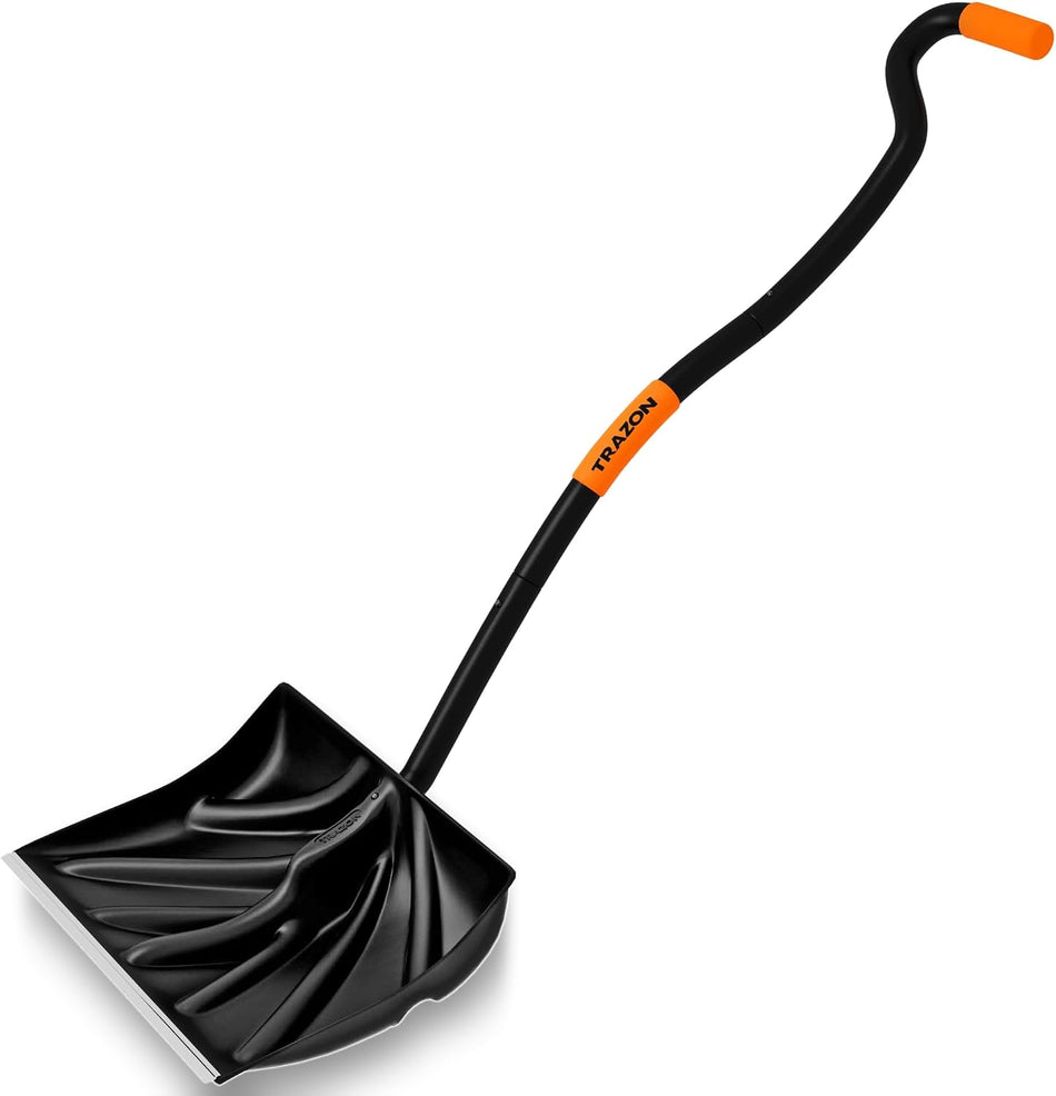 Snow Shovel Heavy Duty for Driveway with Ergonomic Handle to Use Without Backpain for Home Garage Car - Snow Shovel with 18 Inch Blade Large Capacity and 58 Inch Long Ergonomic Handle (Black)