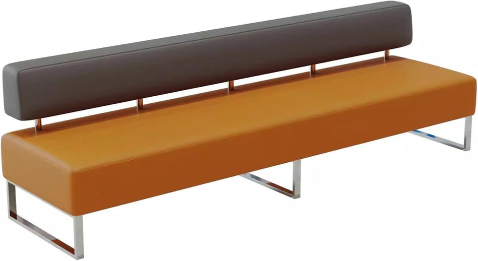 PU Leather Reception Bench Sofa, Modular Waiting Room Seating with Backrest, Commercial Lobby Couch for Hotel Bank Office Salon Training Center Lounge