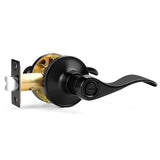 Probrico Wave Style Privacy Door Handles Interior Black Door Lever Lock Keyless Door Lockset for Bedroom and Bathroom Reversible Door Handle Knob for Left and Right Handed Doors, 5 Pack
