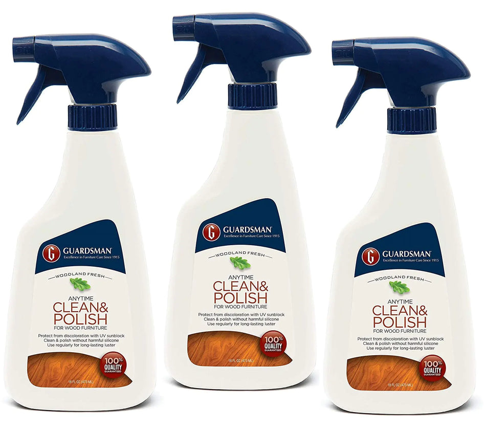 Guardsman Clean & Polish For Wood Furniture - Woodland Fresh - 16 oz Spray - Silicone Free UV Protection - 461100 (3 PACK)