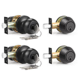 6 Pack Entry Door Locksets with Single Cylinder Deadbolt, Oil Rubbed Bronze Exterior Door Lock Set with Same Key, Front Roound Door Knob and Deadbolt Set