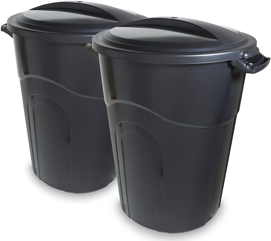 ECOSolution 32 Gallon Wheeled Outdoor Garbage Can with Attached Snap Lock Lid and Heavy-Duty Handles, ECO Green, Heavy-Duty Construction, Perfect Back Yard, Deck, or Garage Trash Can, Pack of 2