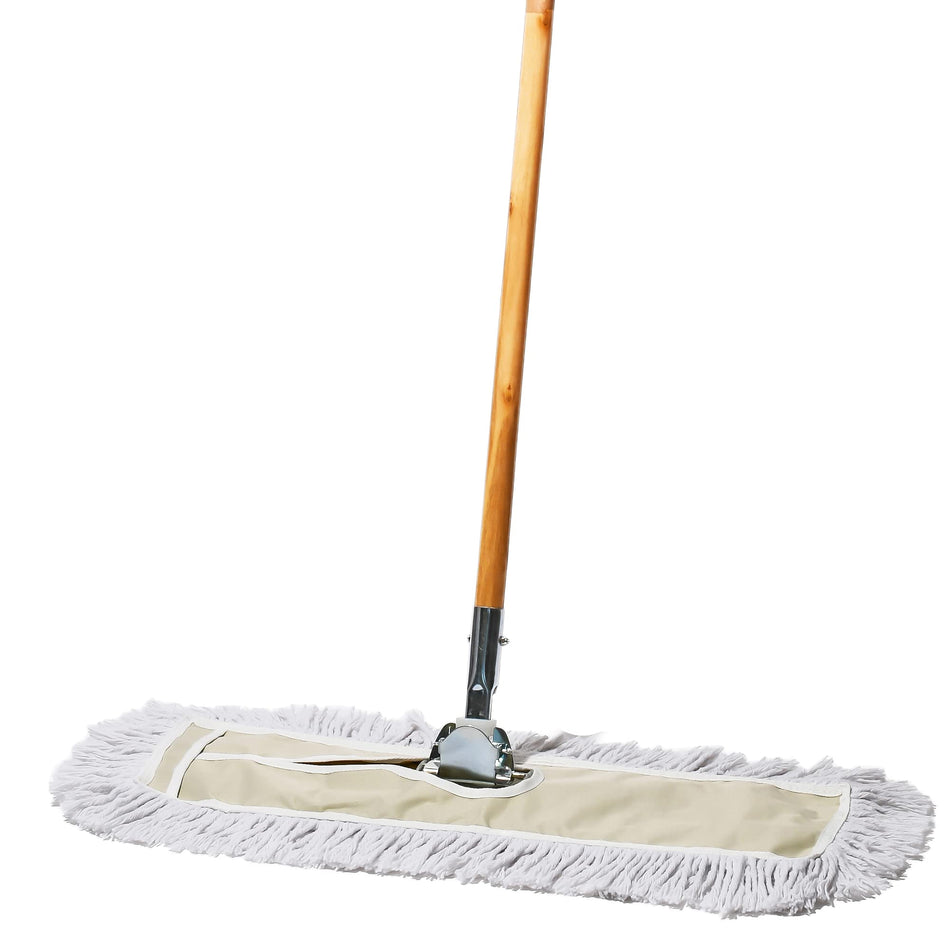 Commercial Dust Mop & Floor Sweeper, 36 in. Dust Mop for Hardwood Floors, Cotton Mop Head, Wooden Broom Handle, Industrial Dry Mop for Floor Cleaning & Janitorial Supplies