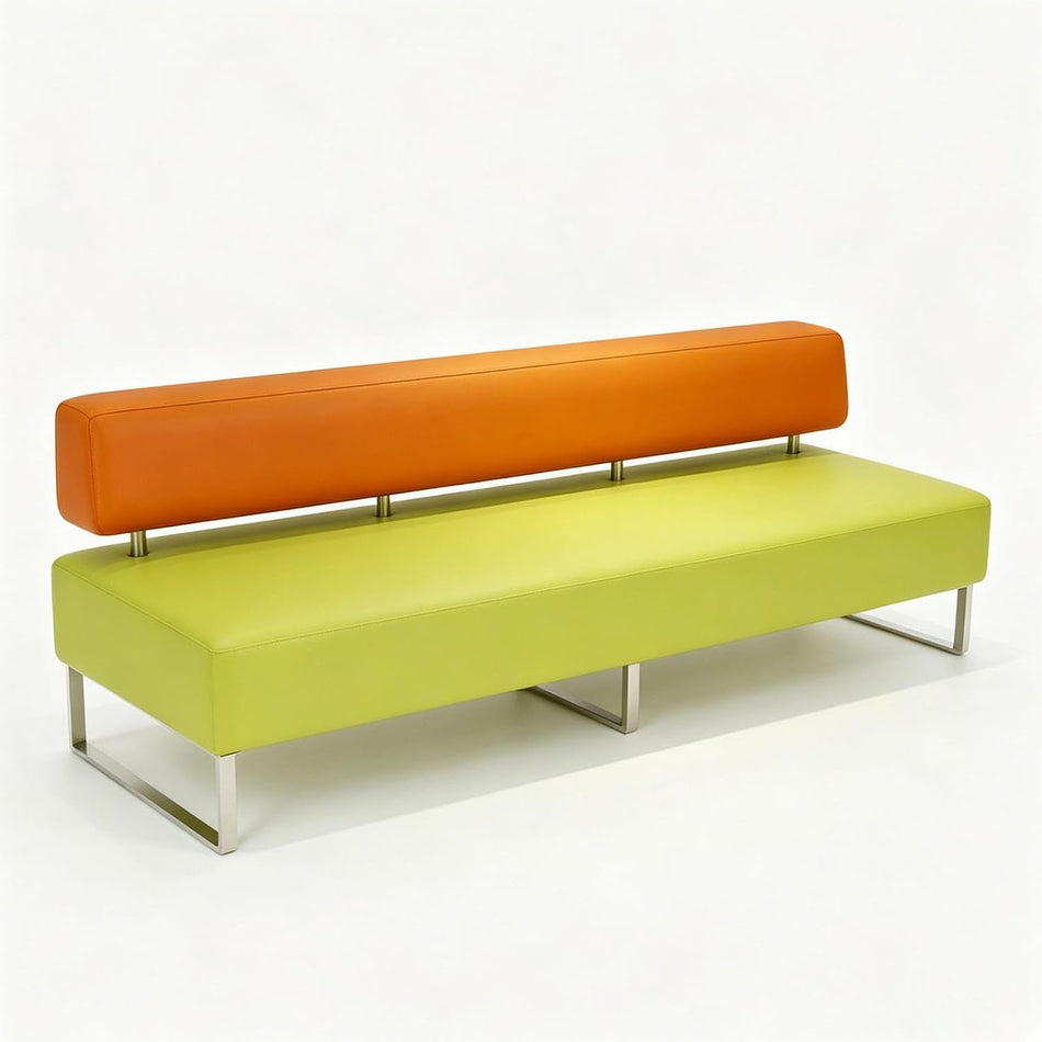 PU Leather Reception Bench Sofa, Modular Waiting Room Seating with Backrest, Commercial Lobby Couch for Hotel Bank Office Salon Training Center Lounge