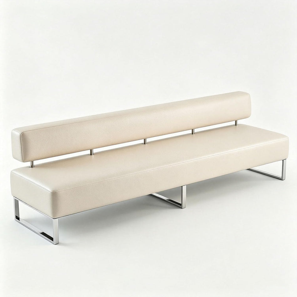 PU Leather Reception Bench Sofa, Modular Waiting Room Seating with Backrest, Commercial Lobby Couch for Hotel Bank Office Salon Training Center Lounge