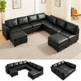 Modern Sectional Sofa,Faux Leather Modular Sectional Couchs with Storage