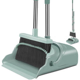 Upgrade Broom and Dustpan Set, Self-Cleaning with Dustpan Teeth, Indoor&Outdoor Sweeping, Ideal for Dog Cat Pets Home Use, Stand Up Broom and Dustpan (Gray&Orange)