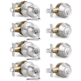 6 Pack Entry Door Locksets with Single Cylinder Deadbolt, Oil Rubbed Bronze Exterior Door Lock Set with Same Key, Front Roound Door Knob and Deadbolt Set