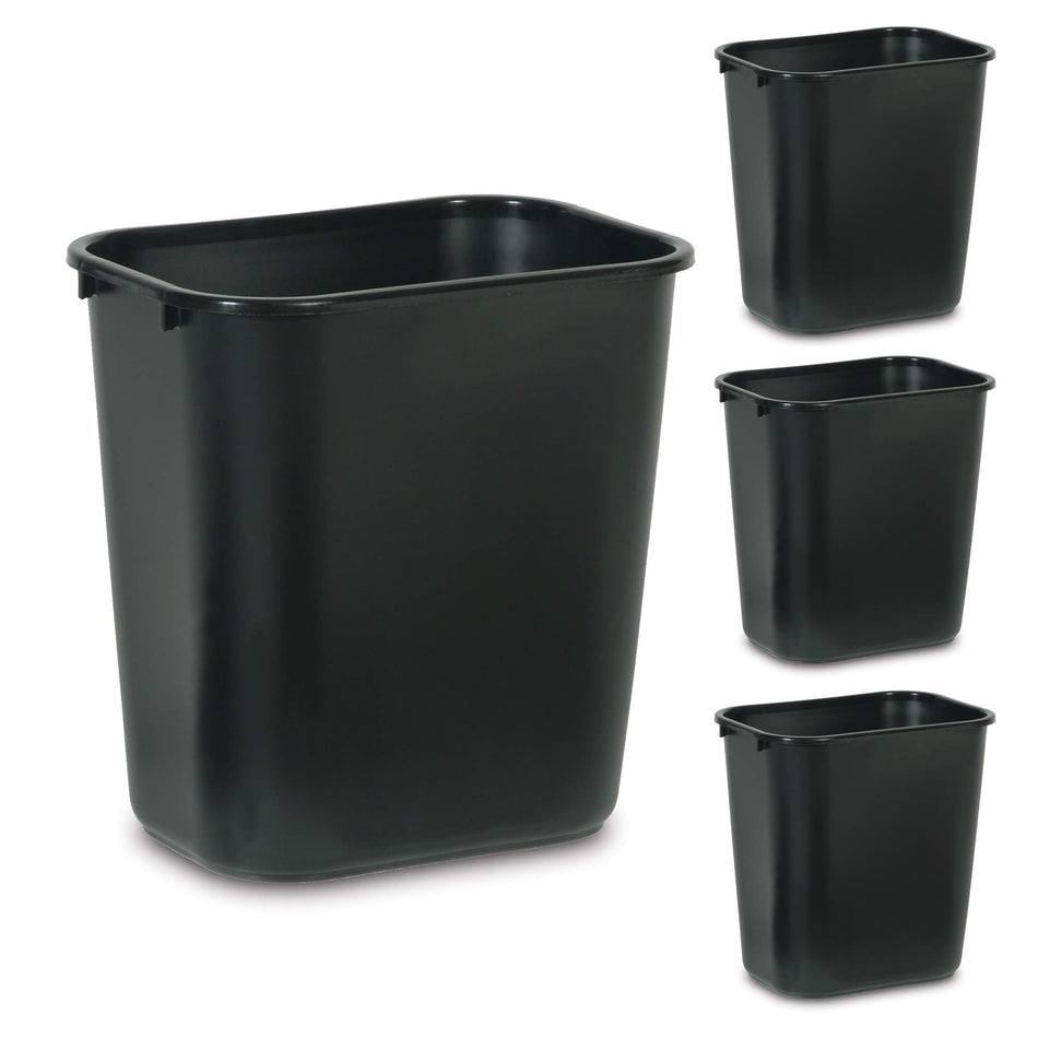 Rubbermaid Commercial Wastebasket Trash Container, 41QT/10.25 GAL, Plastic, Black, Stackable Trash Can for Bedroom/Bathroom/Office, Fits Under Desk/Sink/Cabinet