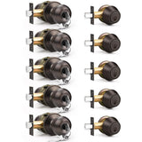 6 Pack Entry Door Locksets with Single Cylinder Deadbolt, Oil Rubbed Bronze Exterior Door Lock Set with Same Key, Front Roound Door Knob and Deadbolt Set