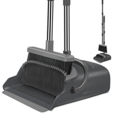 Upgrade Broom and Dustpan Set, Self-Cleaning with Dustpan Teeth, Indoor&Outdoor Sweeping, Ideal for Dog Cat Pets Home Use, Stand Up Broom and Dustpan (Gray&Orange)