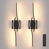 Battery Operated Wall Sconces Set of Two, Black 31.4" 3 Color LED dimmable Wireless Wall Sconce with Remote Control, USB Rechargeable Wall Lights for Living Room Bedroom Hallway Background