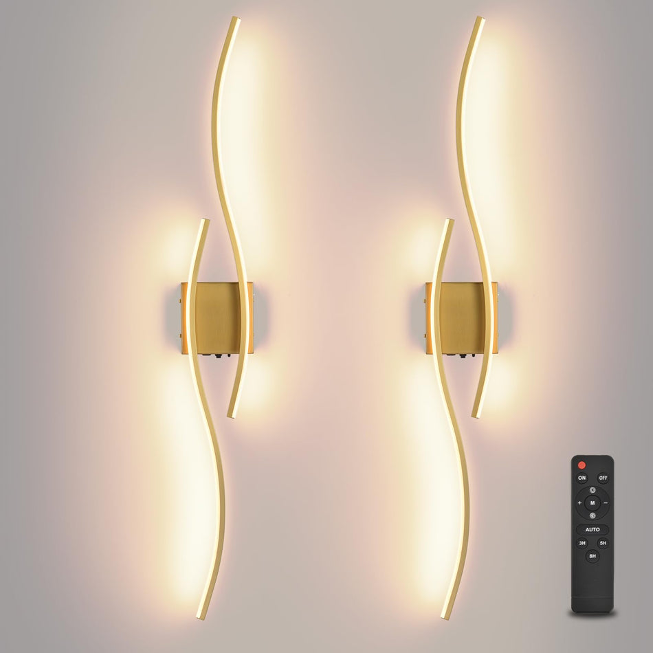 Battery Operated Wall Sconces Set of Two, Black 31.4" 3 Color LED dimmable Wireless Wall Sconce with Remote Control, USB Rechargeable Wall Lights for Living Room Bedroom Hallway Background
