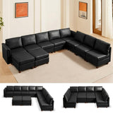 Modern Sectional Sofa,Faux Leather Modular Sectional Couchs with Storage