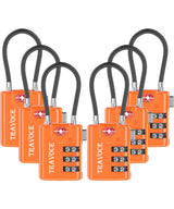 TRAVOCE TSA Approved Luggage Locks, Combination Cable Locks, 4 Pack, Black