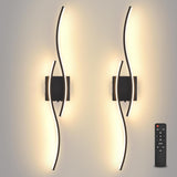 Battery Operated Wall Sconces Set of Two, Black 31.4" 3 Color LED dimmable Wireless Wall Sconce with Remote Control, USB Rechargeable Wall Lights for Living Room Bedroom Hallway Background