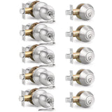 6 Pack Entry Door Locksets with Single Cylinder Deadbolt, Oil Rubbed Bronze Exterior Door Lock Set with Same Key, Front Roound Door Knob and Deadbolt Set