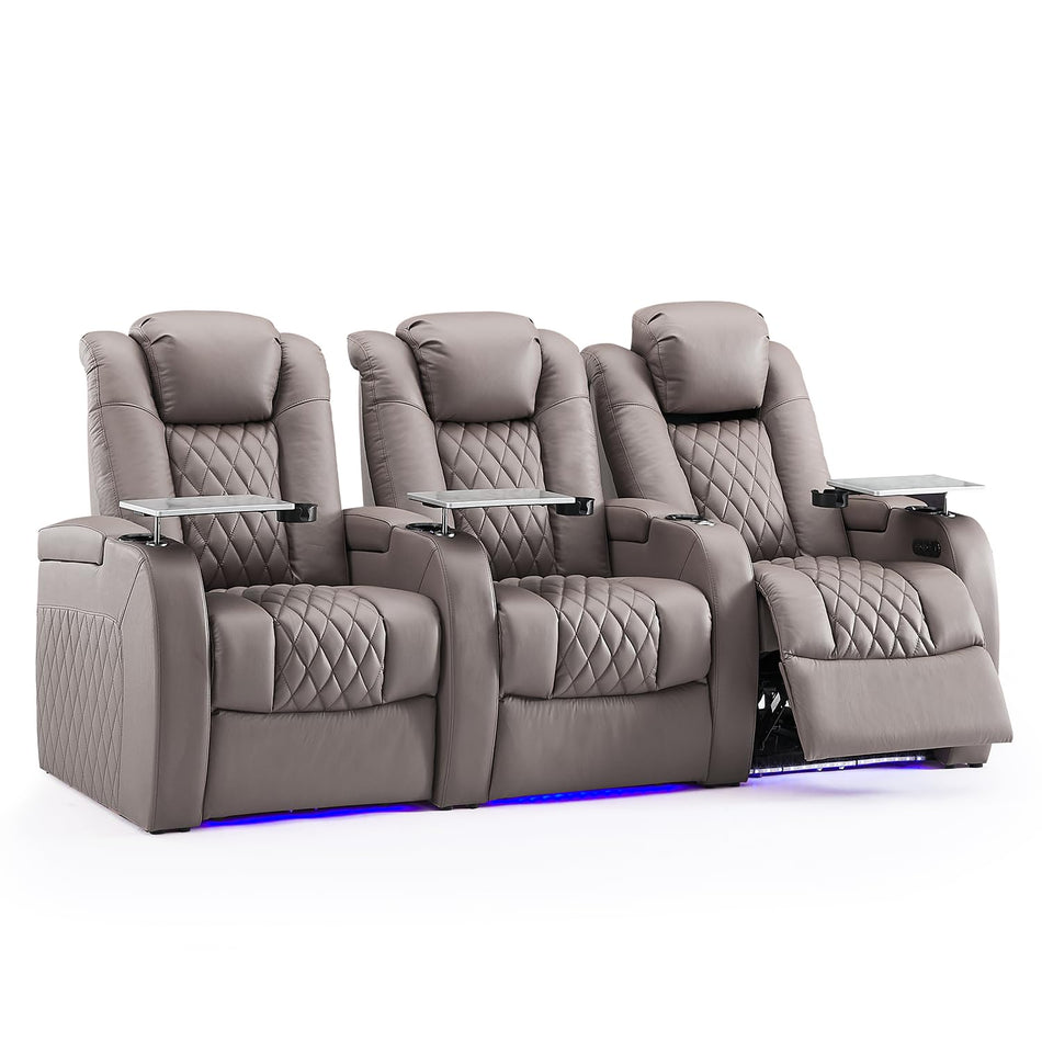 Weilianda Home Theater Seating, Top Grain Leather Movie Theater Chair