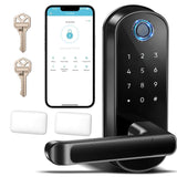 Smart Door Lock, OLUMAT Keyless Entry Door Lock Fingerprint Door Lock with Keypad Digital Lock with Handle for Home, Rental, Garage, Office and Hotel