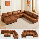 Modern Sectional Sofa,Faux Leather Modular Sectional Couchs with Storage