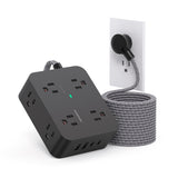 Surge Protector Power Strip - HANYCONY 8 Outlets 4 USB (2 USB C) Charging Ports, Multi Plug Outlet Extender, 5Ft Braided Extension Cord, Flat Plug Wall Mount Desk Charging Station for Home Office ETL