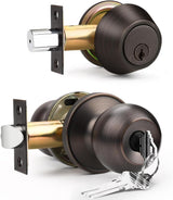 6 Pack Entry Door Locksets with Single Cylinder Deadbolt, Oil Rubbed Bronze Exterior Door Lock Set with Same Key, Front Roound Door Knob and Deadbolt Set