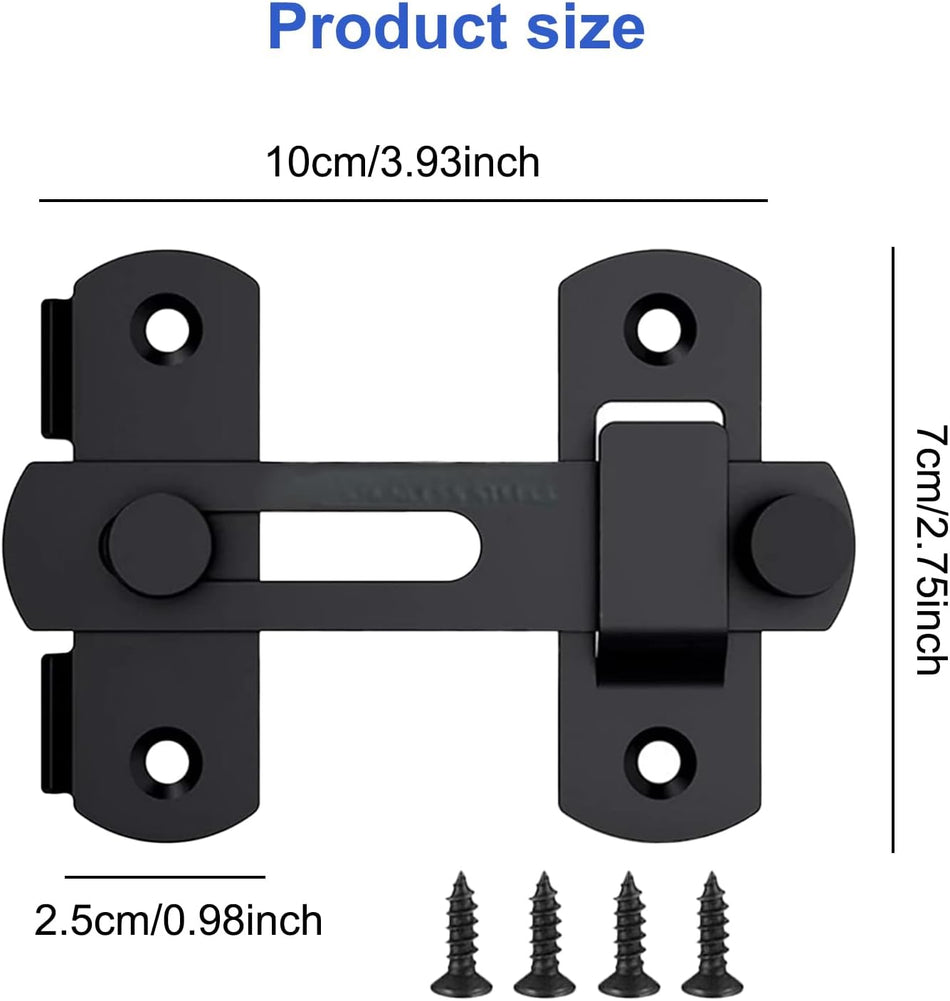 Barn Door Lock 180° Flip Latch 4 Inch Matte Black Hardware