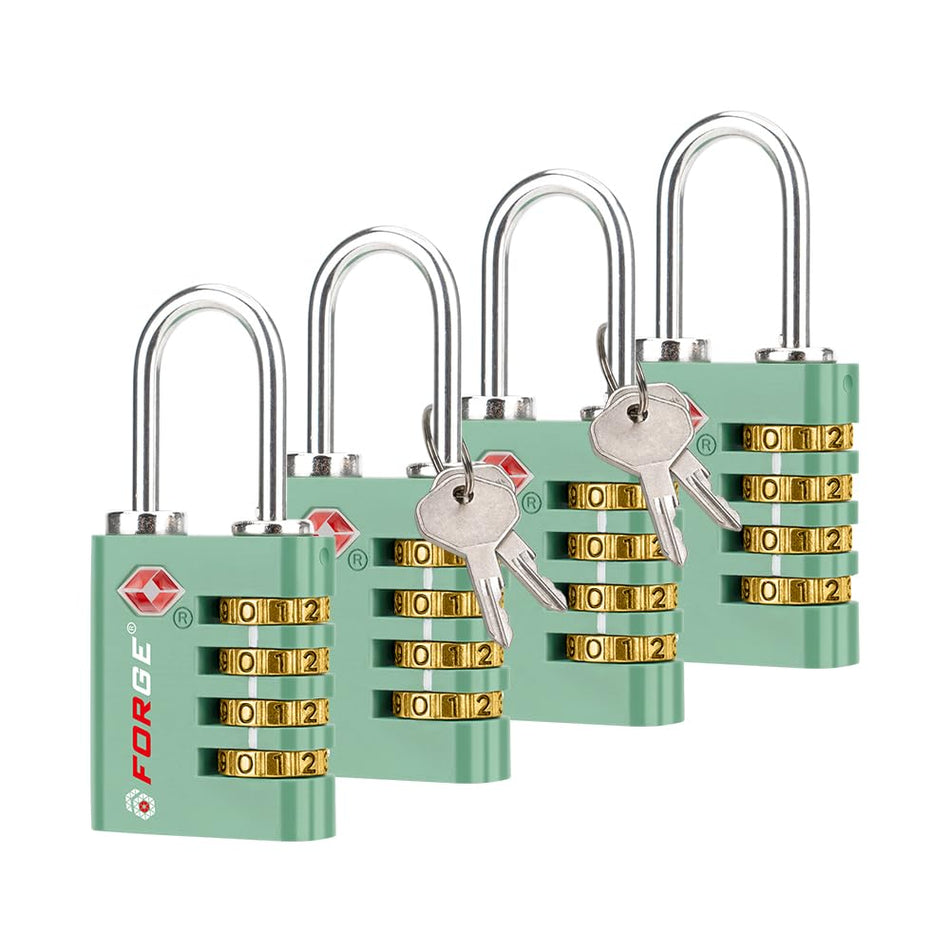 Forge Dual-Opening: Key or Combination Access Lock, Use Key to Recover Code If Forgotten, TSA Approved Locks for Luggage, Pelican case, Travel, Gym, School, Stainless Steel Shackle.(Black 6 Pk)