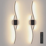 Battery Operated Wall Sconces Set of Two, Black 31.4" 3 Color LED dimmable Wireless Wall Sconce with Remote Control, USB Rechargeable Wall Lights for Living Room Bedroom Hallway Background