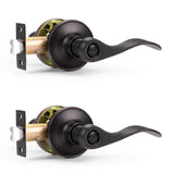 Probrico Wave Style Privacy Door Handles Interior Black Door Lever Lock Keyless Door Lockset for Bedroom and Bathroom Reversible Door Handle Knob for Left and Right Handed Doors, 5 Pack