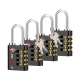 Forge Dual-Opening: Key or Combination Access Lock, Use Key to Recover Code If Forgotten, TSA Approved Locks for Luggage, Pelican case, Travel, Gym, School, Stainless Steel Shackle.(Black 6 Pk)