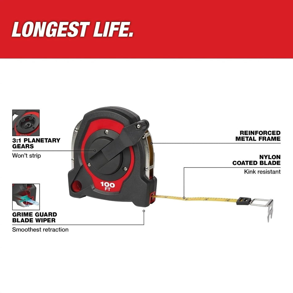 48-22-5101 for Milwaukee 100 ft Closed Reel Metal Long Tape Measure
