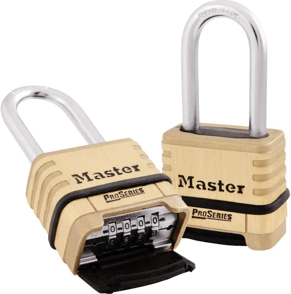 Master Lock ProSeries 4-Digit Combination Padlock, Brass Lock 1177D