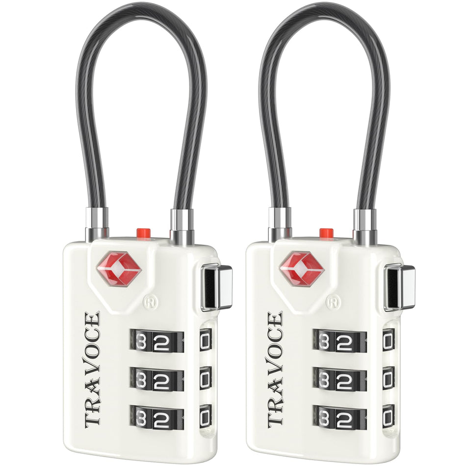 TRAVOCE TSA Approved Luggage Locks, Combination Cable Locks, 4 Pack, Black