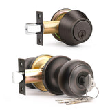 6 Pack Entry Door Locksets with Single Cylinder Deadbolt, Oil Rubbed Bronze Exterior Door Lock Set with Same Key, Front Roound Door Knob and Deadbolt Set