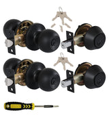 Lanwandeng 2 Sets All Keyed Same Entry Door Knob and Single Cylinder Deadbolt Combo Set, Round Ball Satin Nickel Exterior Door Knobs with Lock and Keys for Entrance and Front Door