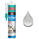 Akfix 100E RTV Clear Silicone Caulk (48x10.1 fl.oz.) - 100% Waterproof Silicone Sealant for Kitchen and Bathroom, Shower, Toilet, Sink, Window and Door, No Yellowing | Clear, 48 Pack